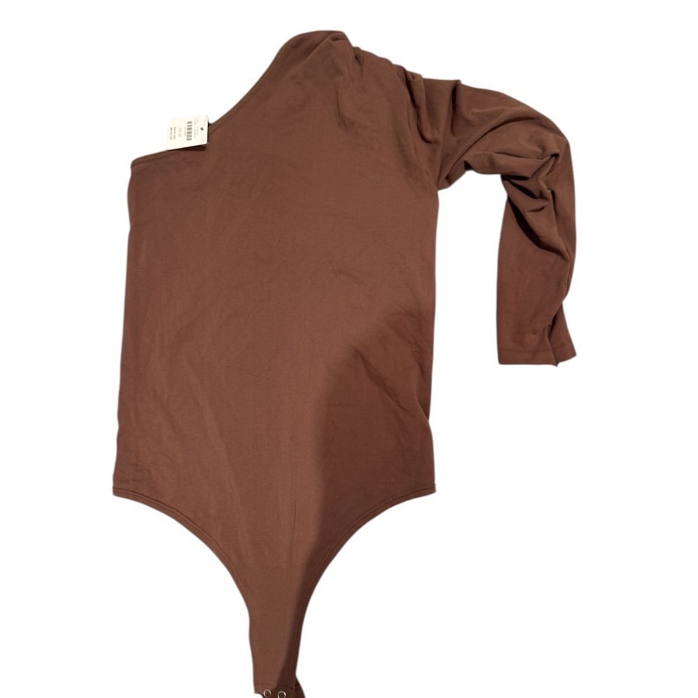 Anthropologie Chocolate Brown One Shoulder Bodysuit - size xxs/xs